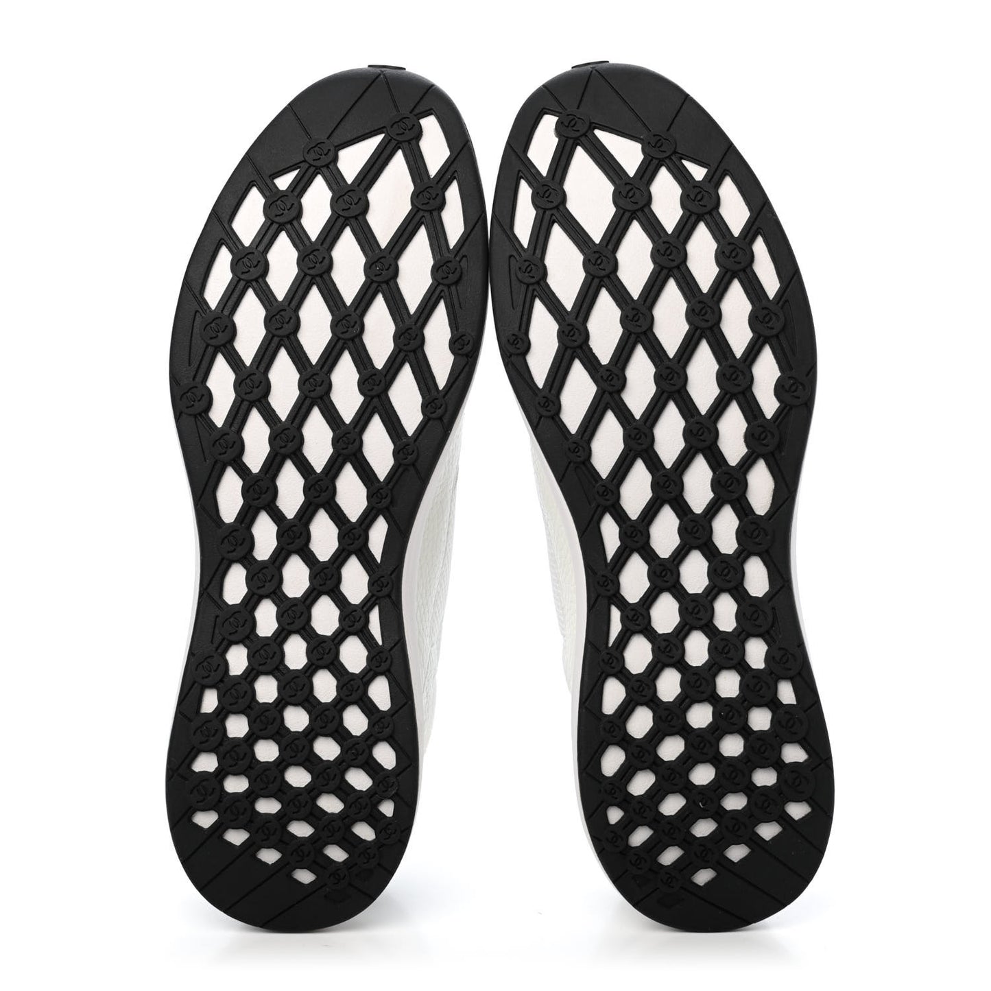 Calfskin Mesh Suede CC Sneakers 43 White Black