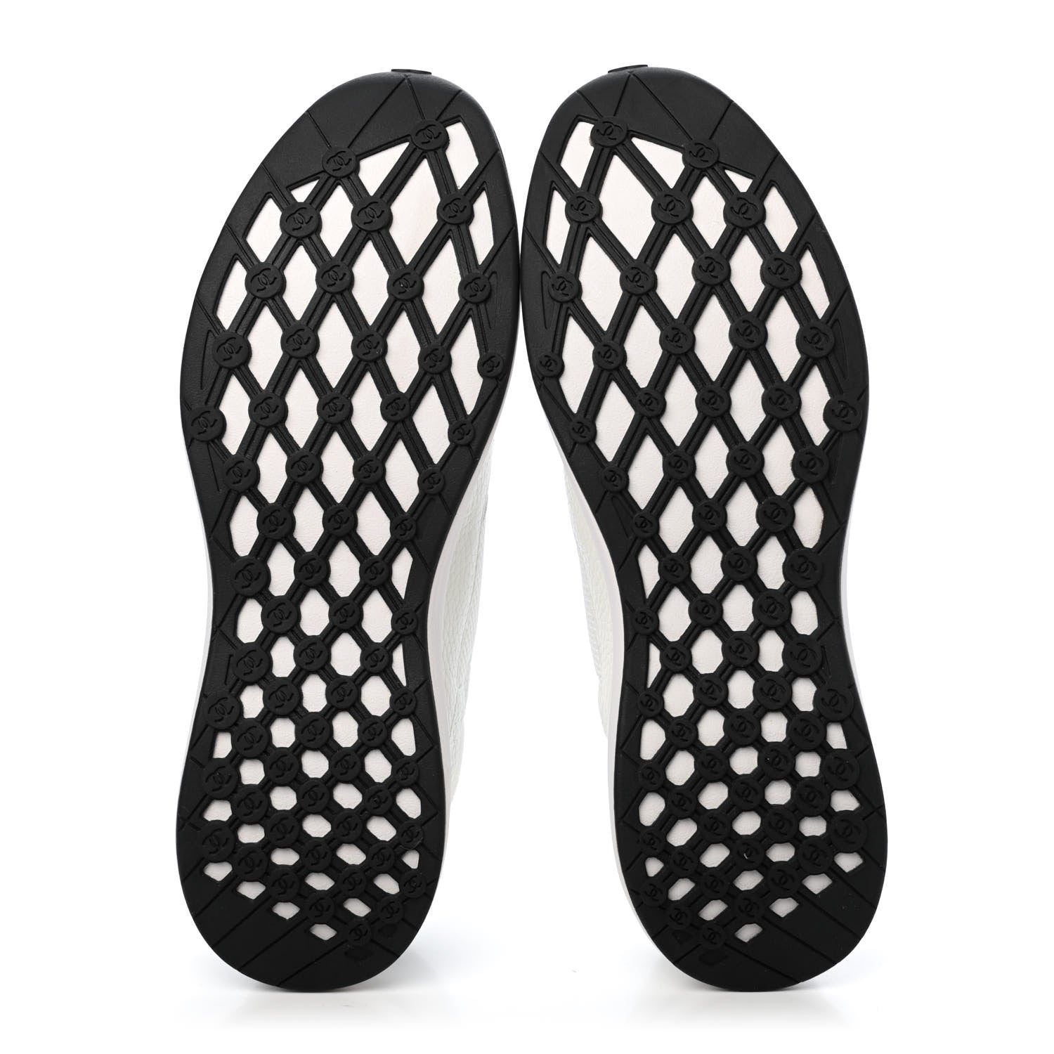 Chanel Calfskin Mesh Suede CC Sneakers 43 White Black 4 of 4