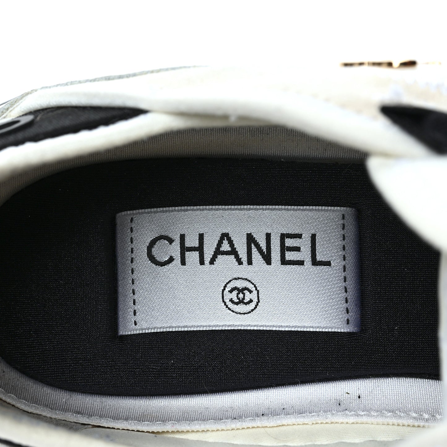 Velvet Calfskin Mixed Fibers CC Sneakers 37.5 Ivory Black