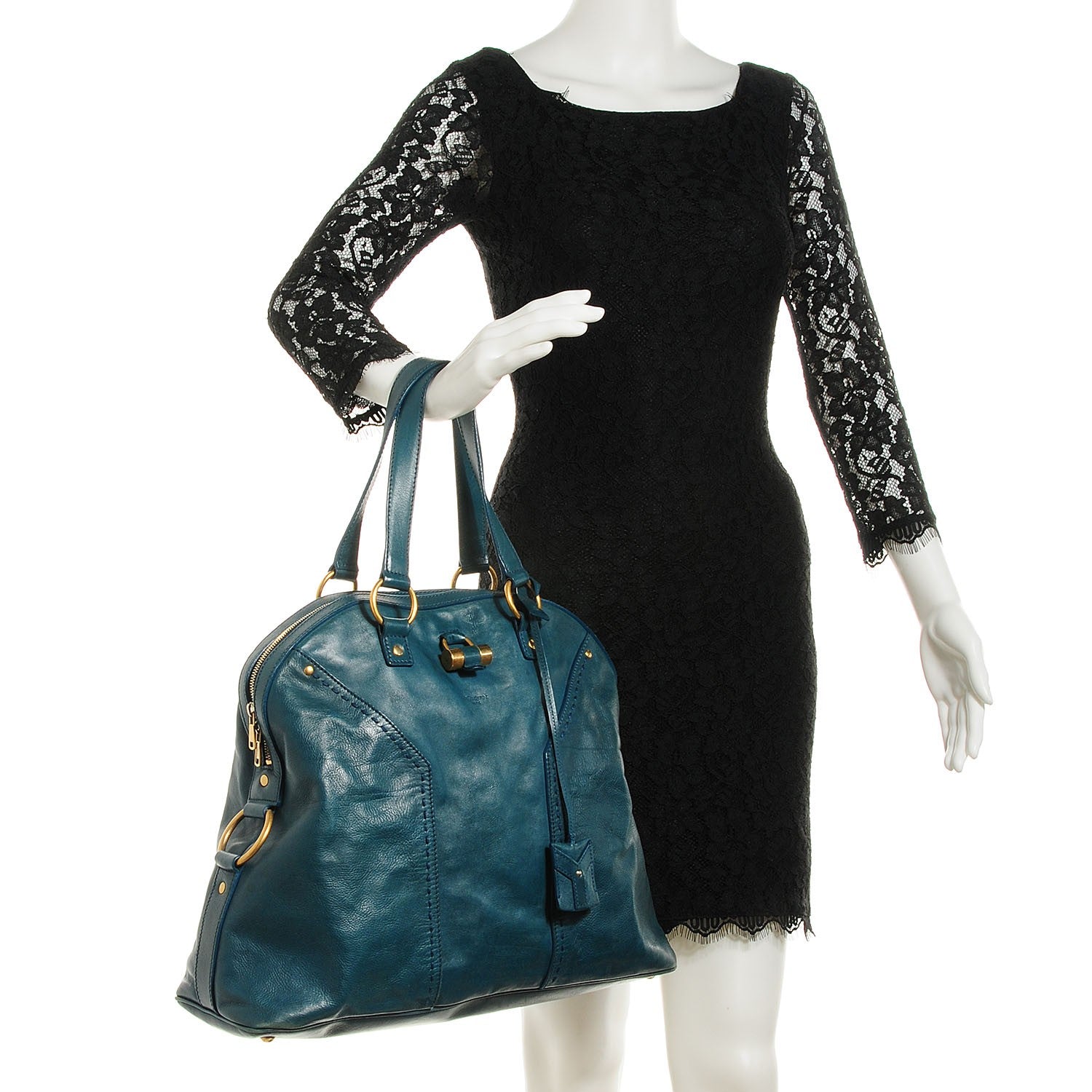 Saint Laurent Calfskin Oversized Muse Turquoise 2 of 9