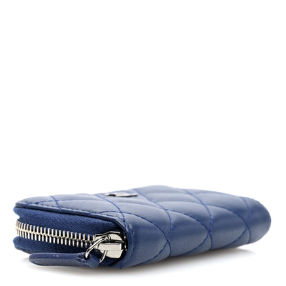 Chanel Lambskin Quilted Zip Coin Purse Blue 4 of 7