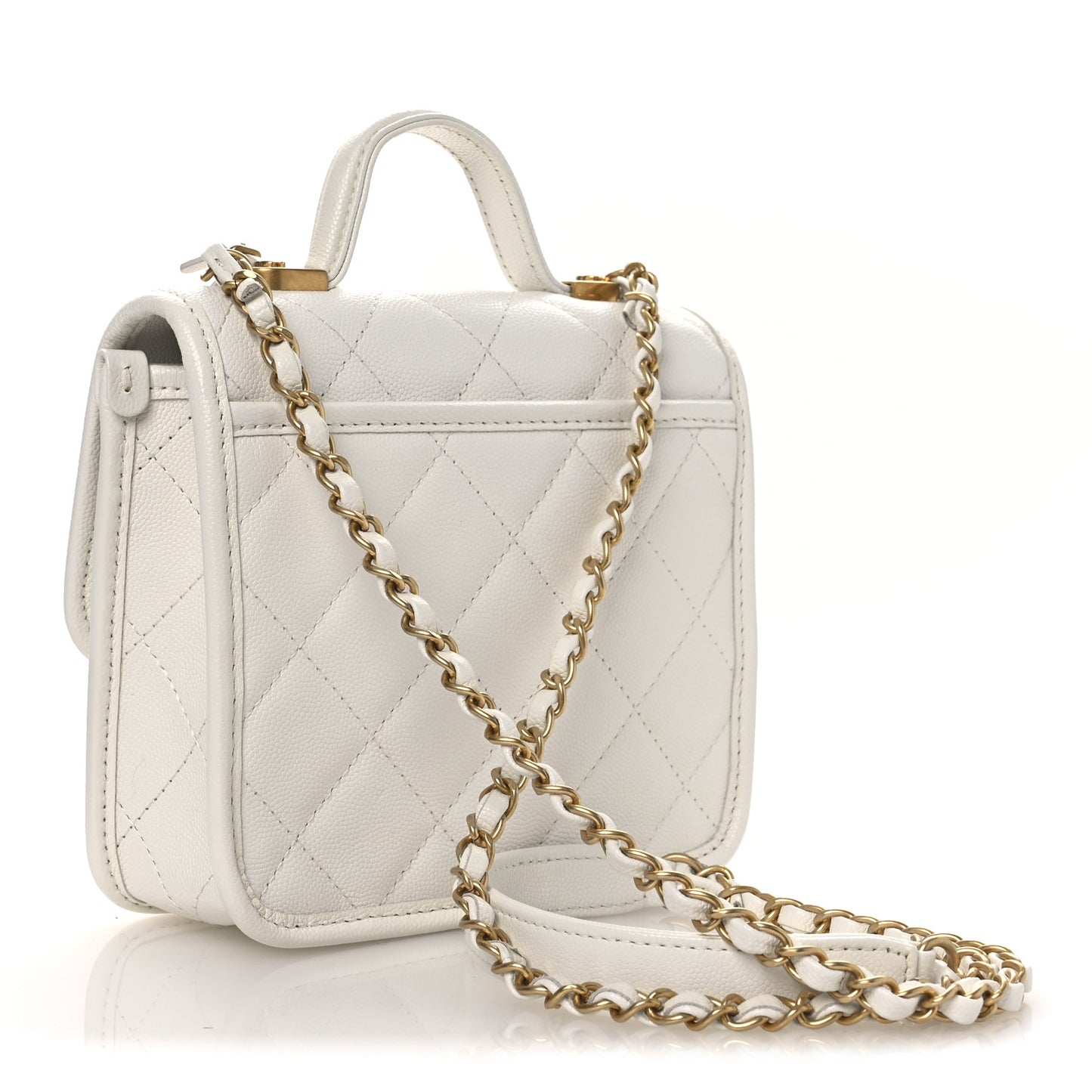 Caviar School Memory Mini Top Handle Flap White