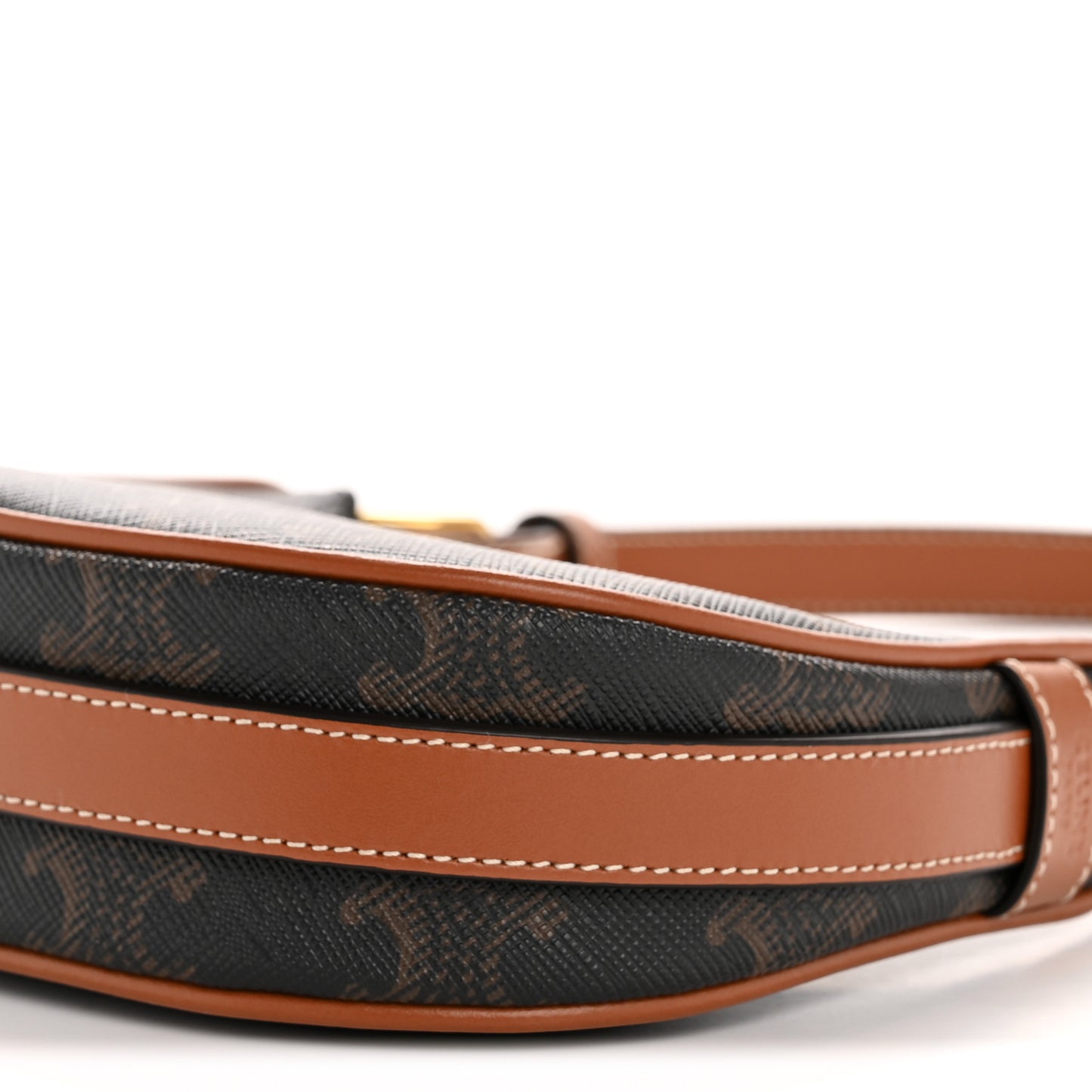 Canvas Calfskin Mini Ava Triomphe Shoulder Bag Tan