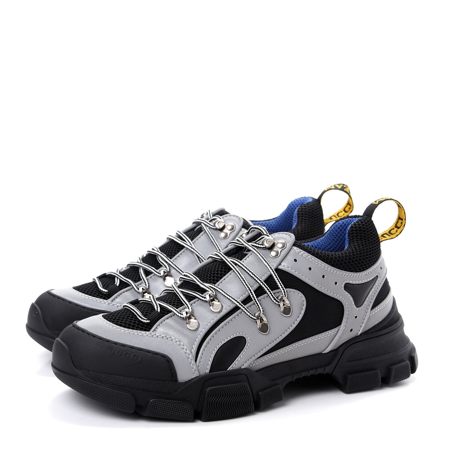 X SEGA Mesh Technical Canvas Calfskin Reflective Mens Flashtrek Sneakers 9 Silver Black