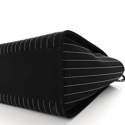 Chanel Canvas Calfskin Striped Medium Deauville Tote Black White 11 of 12