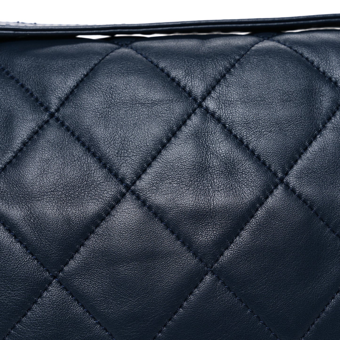 Calfskin Quilted Coco Pleats Flap Navy Blue