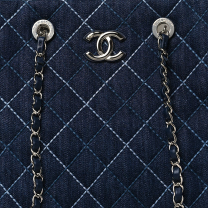 Chanel Denim Quilted Medium Coco Handle Shopping Tote Blue 9 of 12
