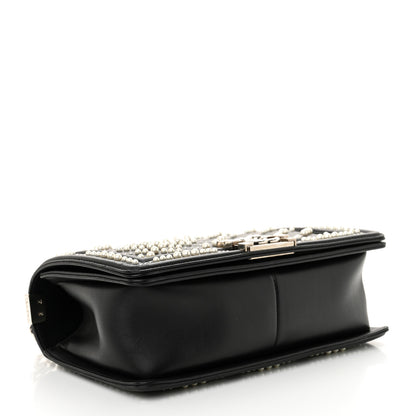 Chanel Calfskin Pearl Chevron Medium Boy Flap Black 4 of 12