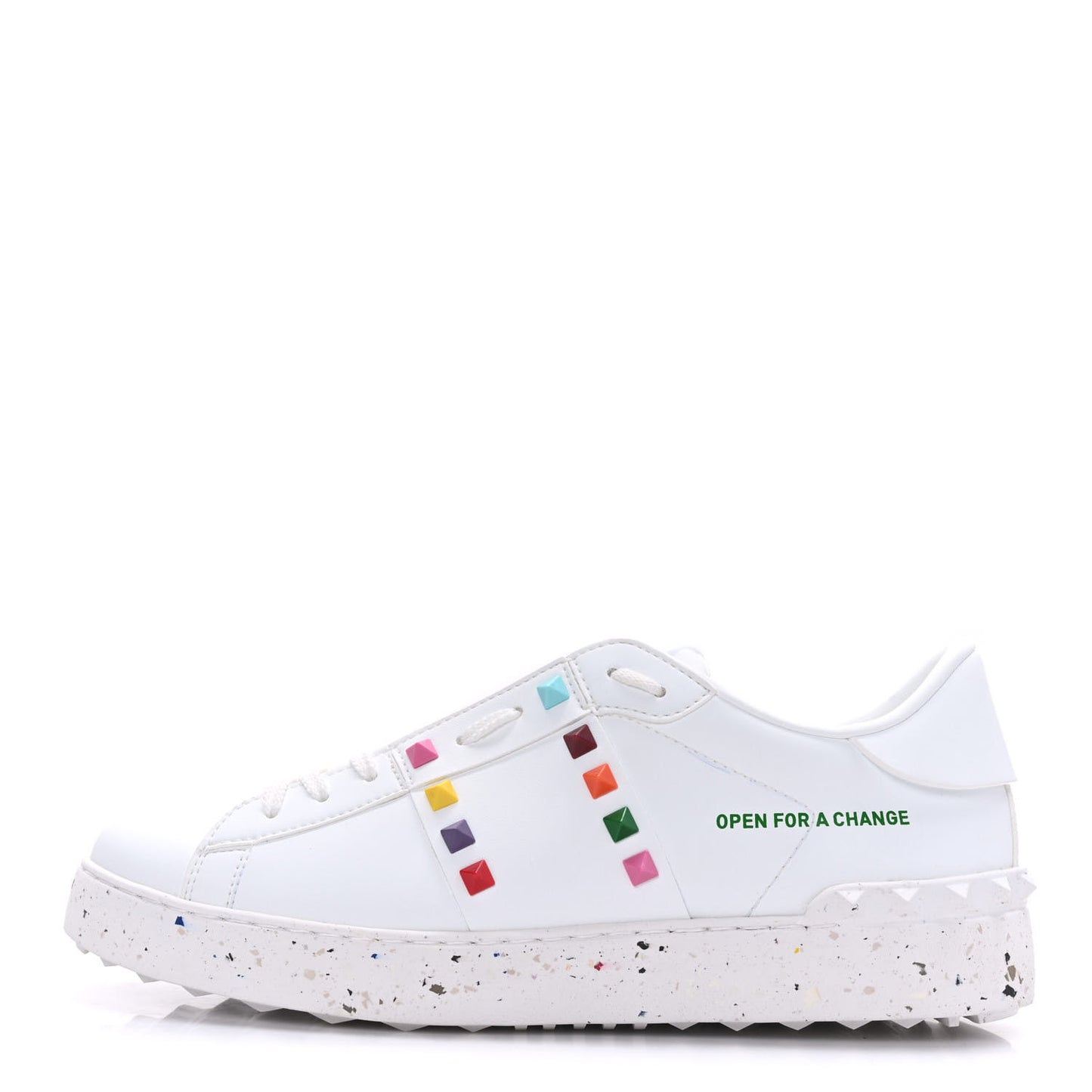 Vegan Leather Womens Rockstud Open for a Change Sneakers 40 White Multicolor