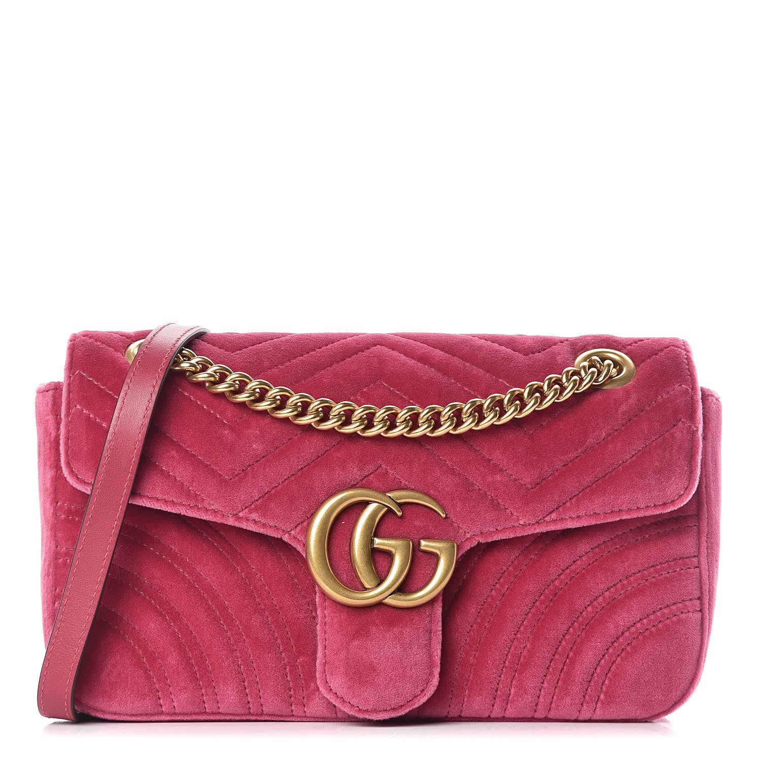 Gucci Velvet Matelasse Small GG Marmont Shoulder Bag Light Raspberry Rose 1 of 11
