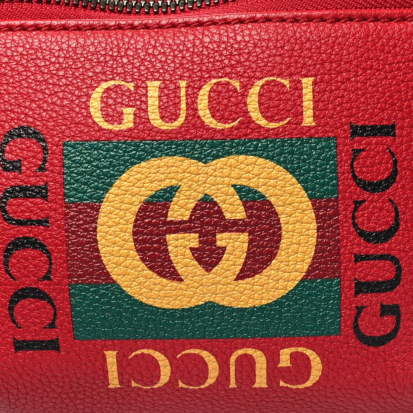 Grained Calfskin Small Logo Belt Bag Hibiscus Red