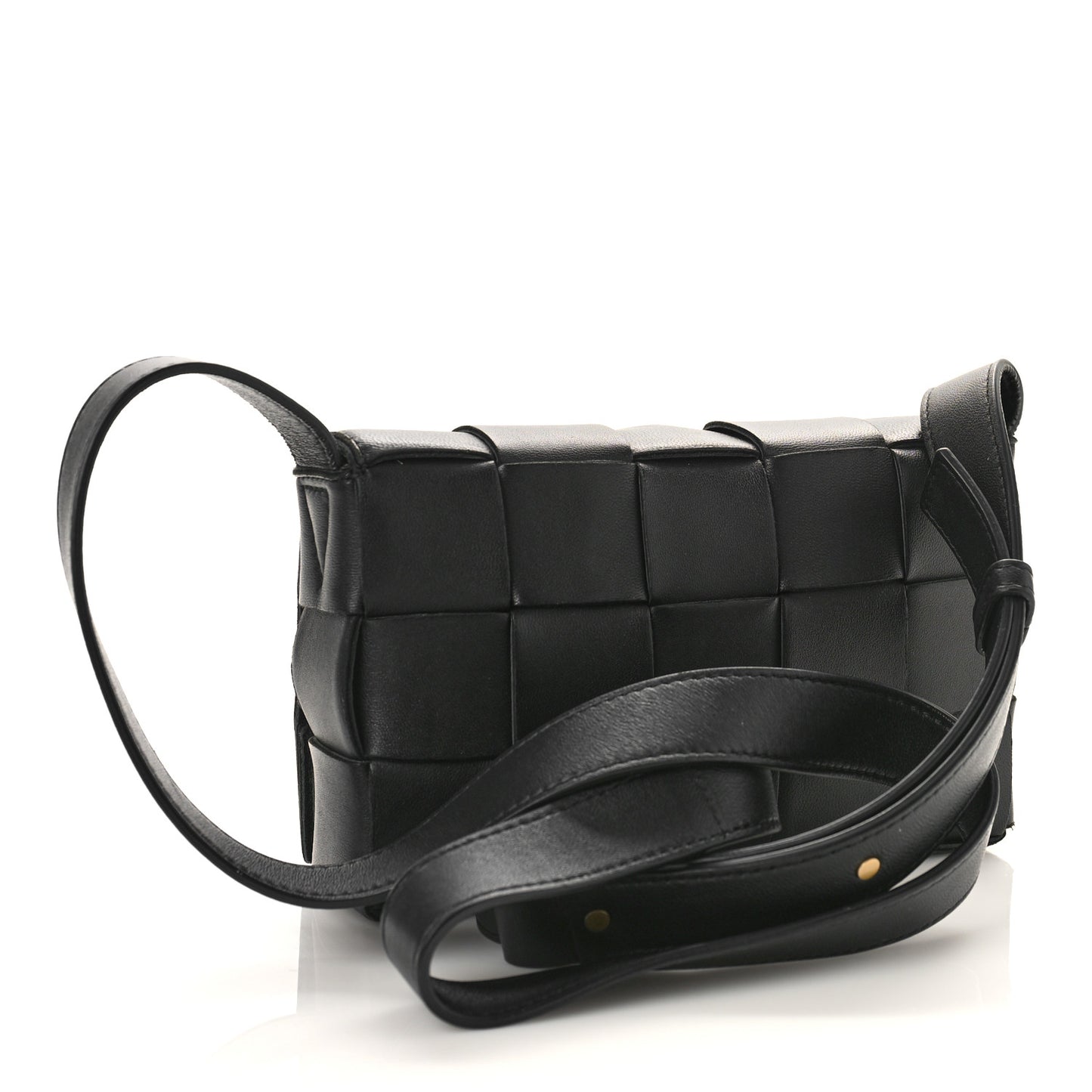 Lambskin Maxi Intreccio Small Cassette Crossbody Bag Black