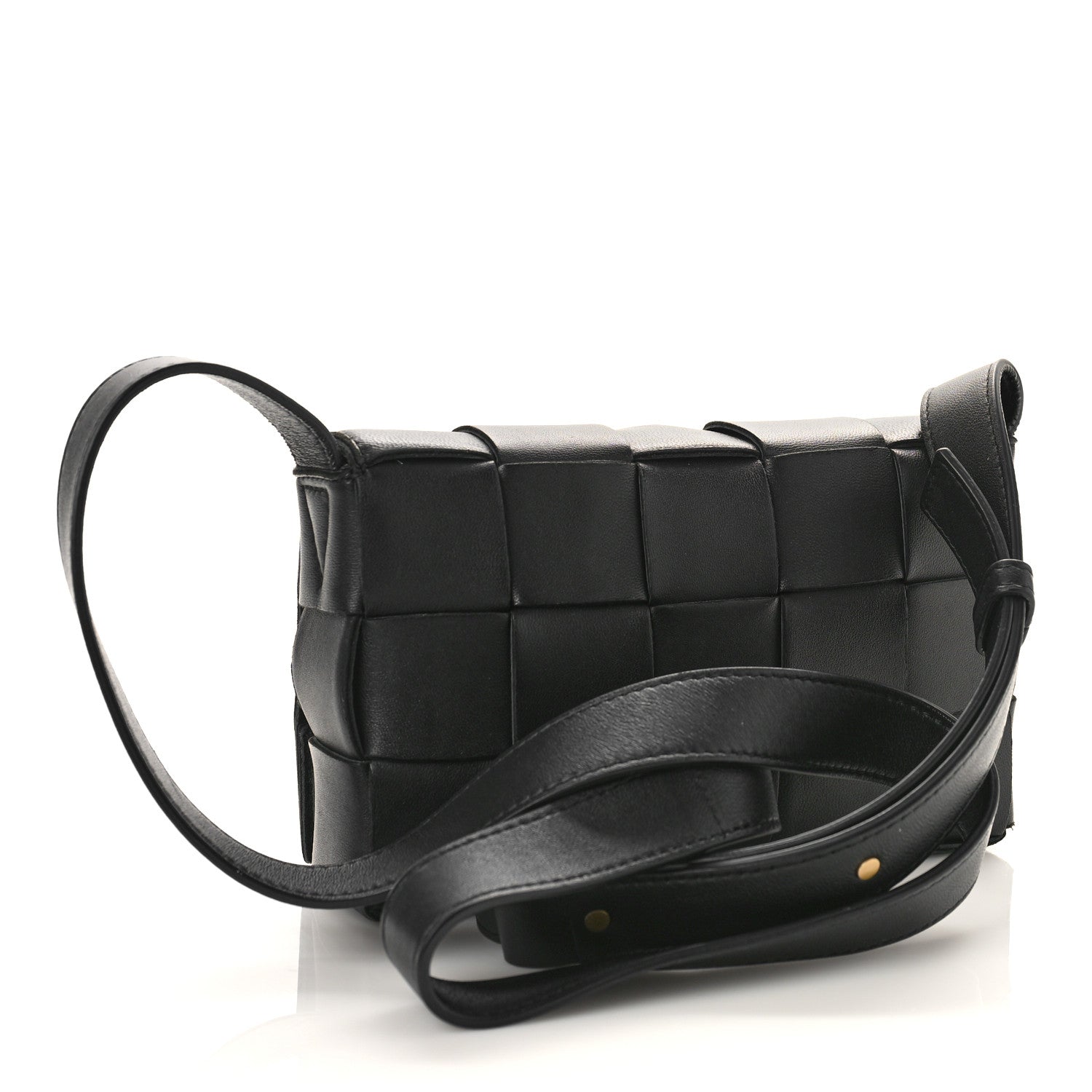 Bottega Veneta Lambskin Maxi Intreccio Small Cassette Crossbody Bag Black 3 of 9