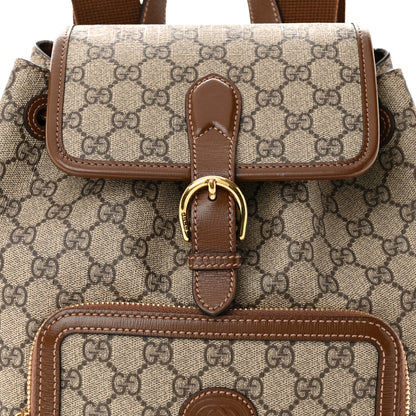 Gucci GG Supreme Monogram Azalea Calfskin Retro Interlocking G Buckle Backpack Beige Ebony Brown Sugar 7 of 9