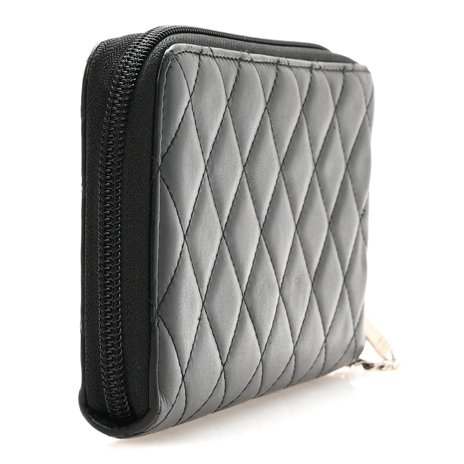 Chanel Calfskin Quilted Cambon Large Gusset Zip Around Wallet Black 3 of 9