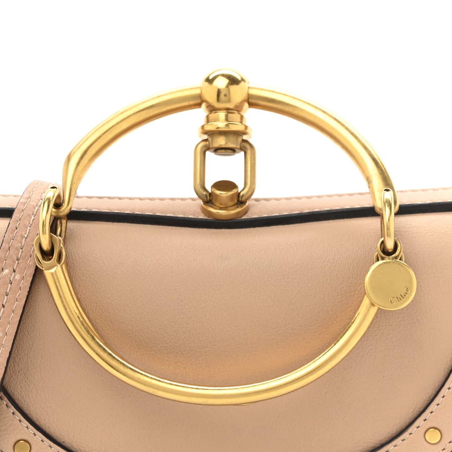 Calfskin Small Nile Bracelet Minaudiere Bag Biscotti Beige