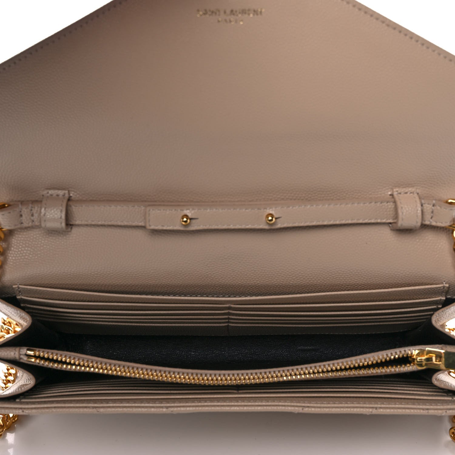 Saint Laurent Grain De Poudre Matelasse Chevron Monogram Chain Wallet Nude Powder 5 of 11
