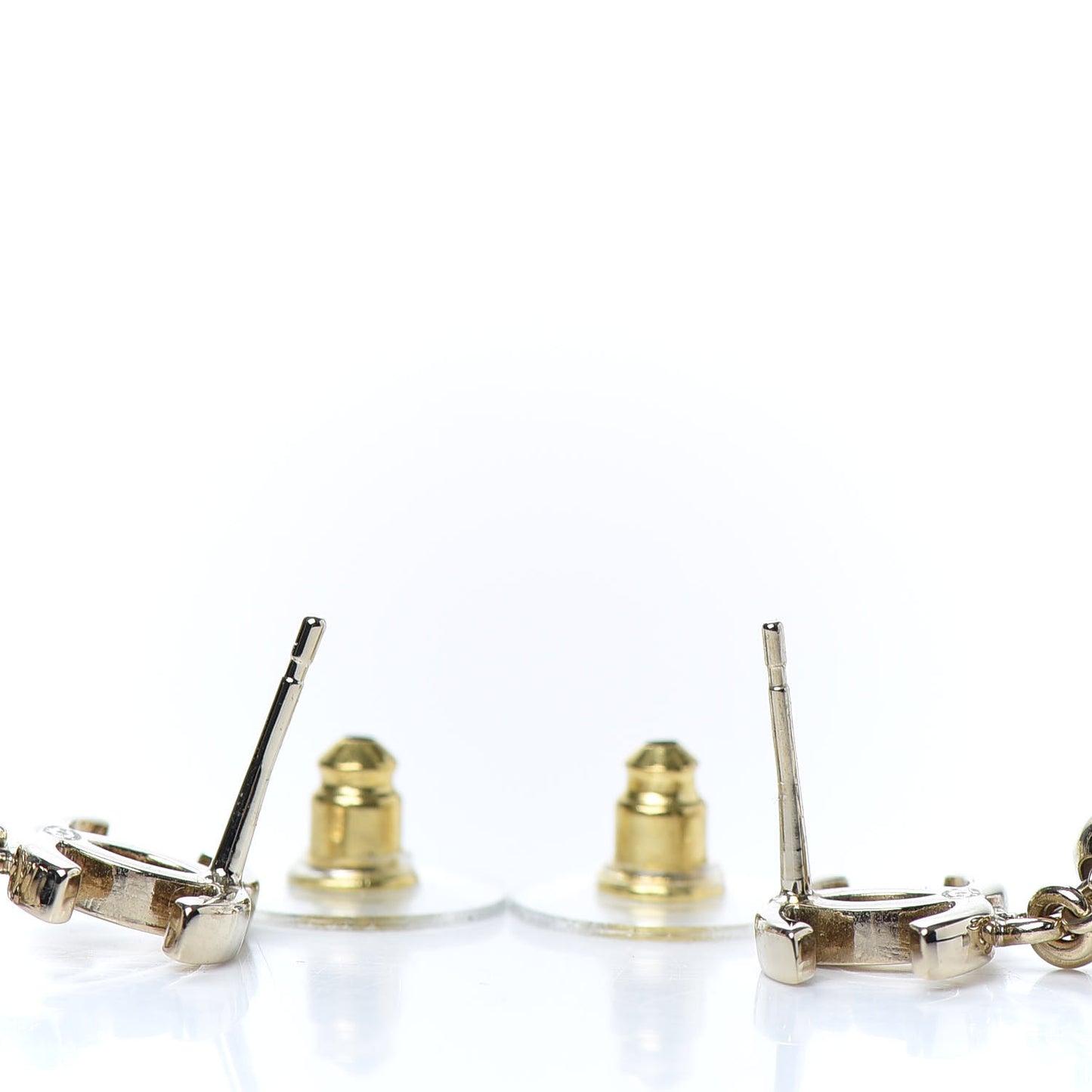 Metal CC Bead Drop Earrings Gold