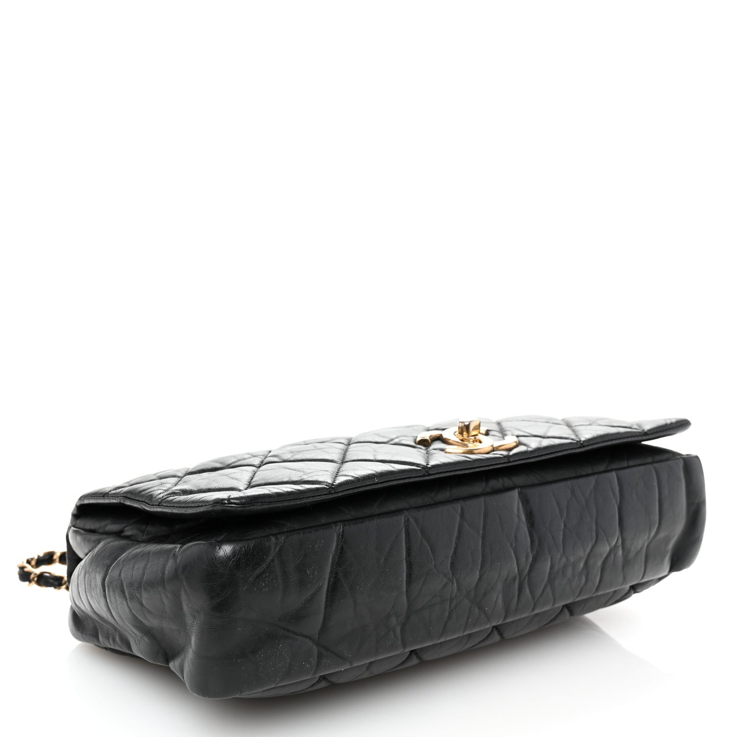 Aged Calfskin Quilted Medium Pondichery Flap Black