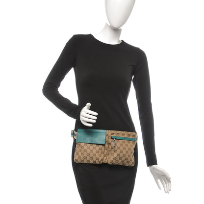 Gucci GG Monogram Web Double Pocket Belt Bag Turquoise 2 of 9