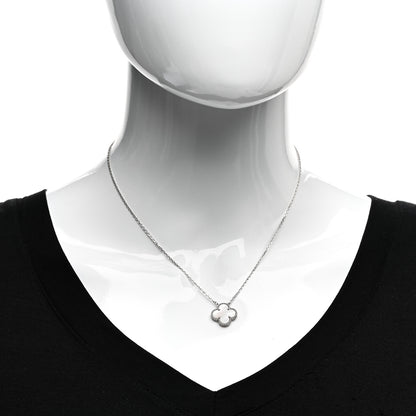 Van Cleef & Arpels 18K White Gold Mother Of Pearl Vintage Alhambra Pendant Necklace 2 of 5