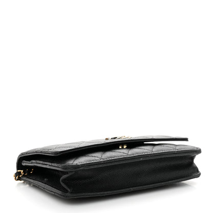 Chanel Caviar Quilted Crystal Enamel CC Wallet On Chain WOC Black 4 of 14