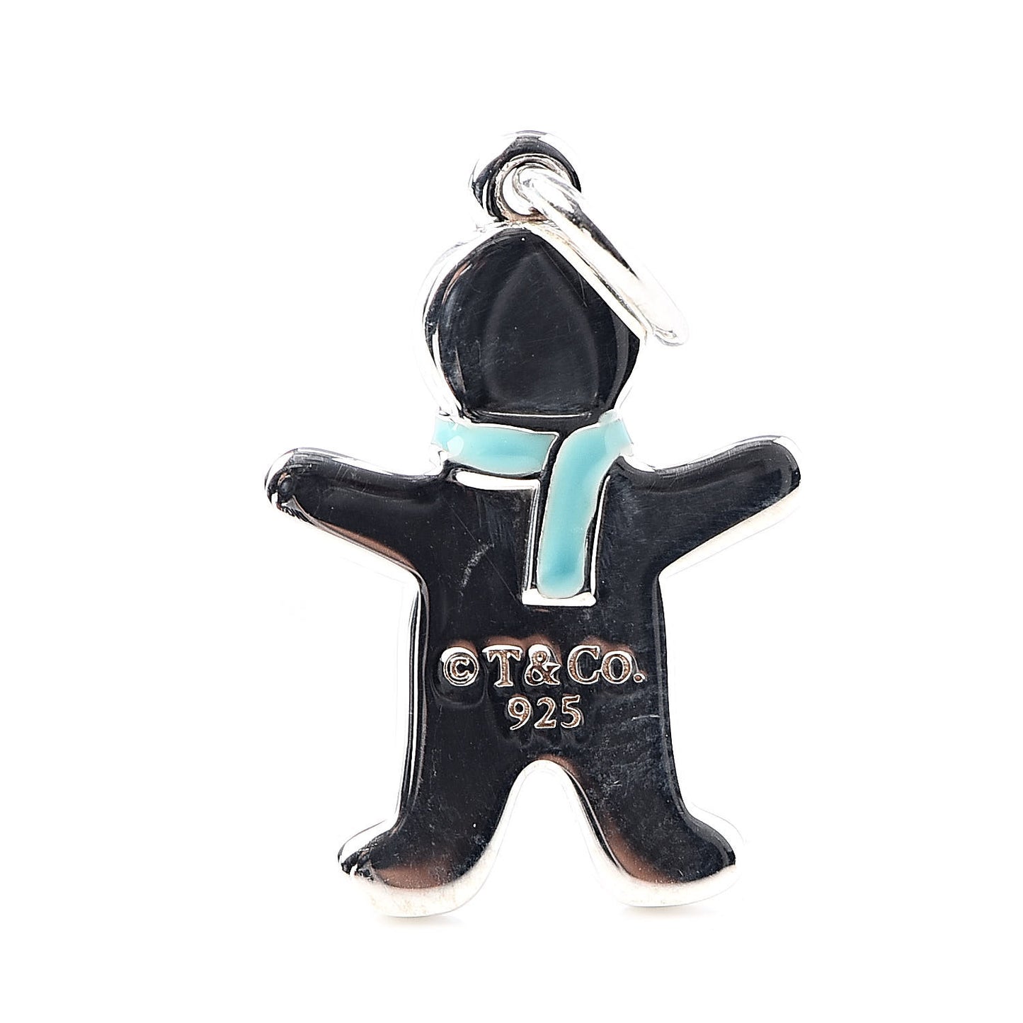 Sterling Silver Enamel Gingerbread Man Charm Blue
