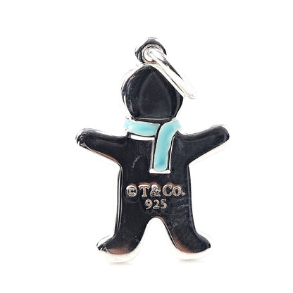 Tiffany Sterling Silver Enamel Gingerbread Man Charm Blue 3 of 4