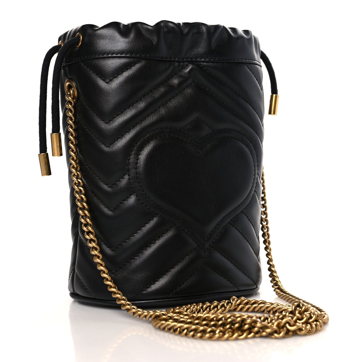 Calfskin Matelasse Mini GG Marmont 2.0 Bucket Bag Black