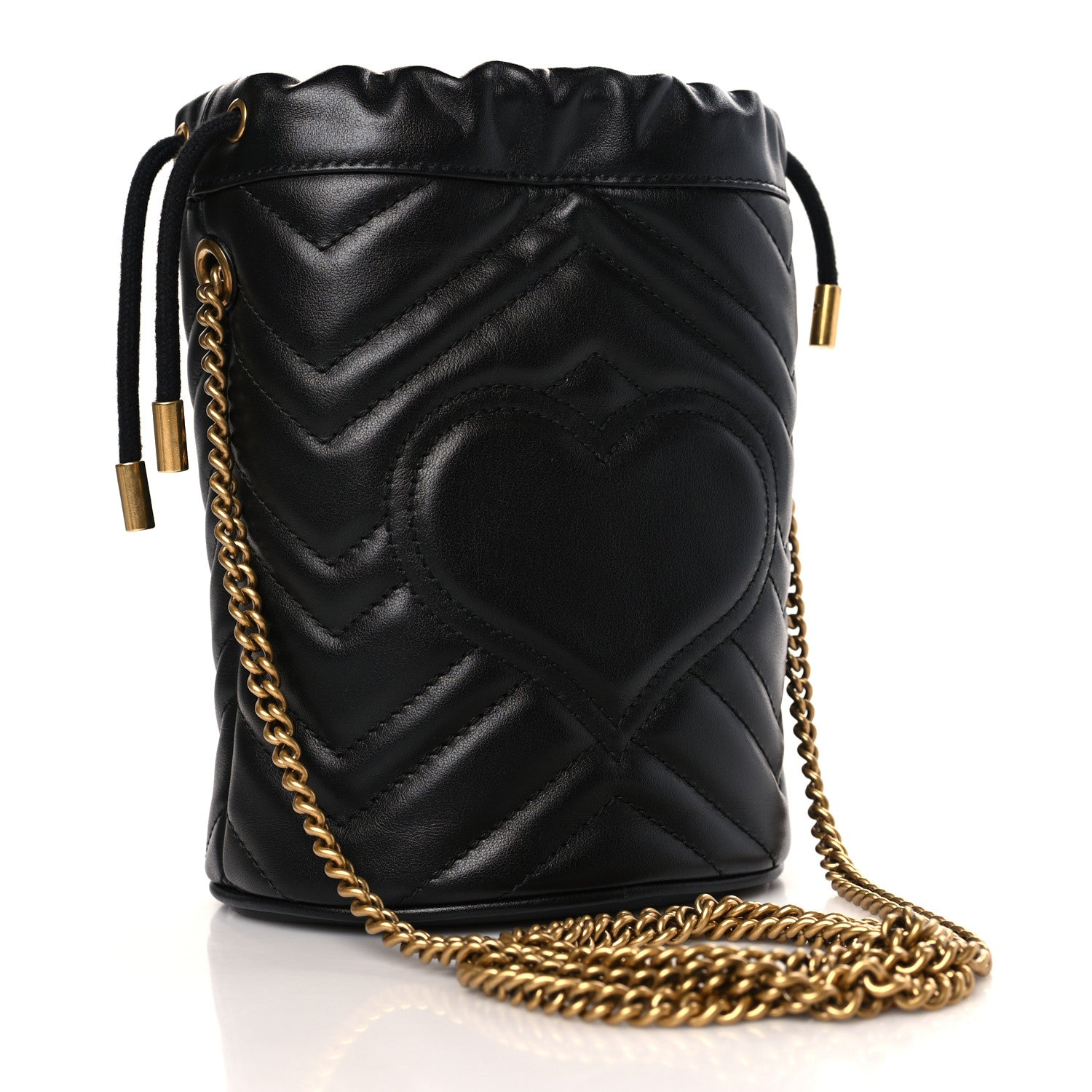 Gucci Calfskin Matelasse Mini GG Marmont 2.0 Bucket Bag Black 3 of 9