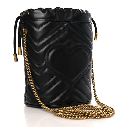Gucci Calfskin Matelasse Mini GG Marmont 2.0 Bucket Bag Black 3 of 9