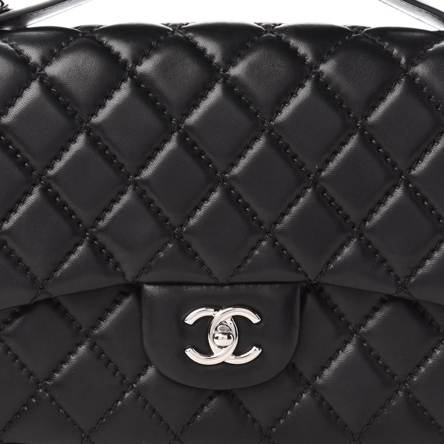 Lambskin Quilted Jumbo Easy Carry Flap Black