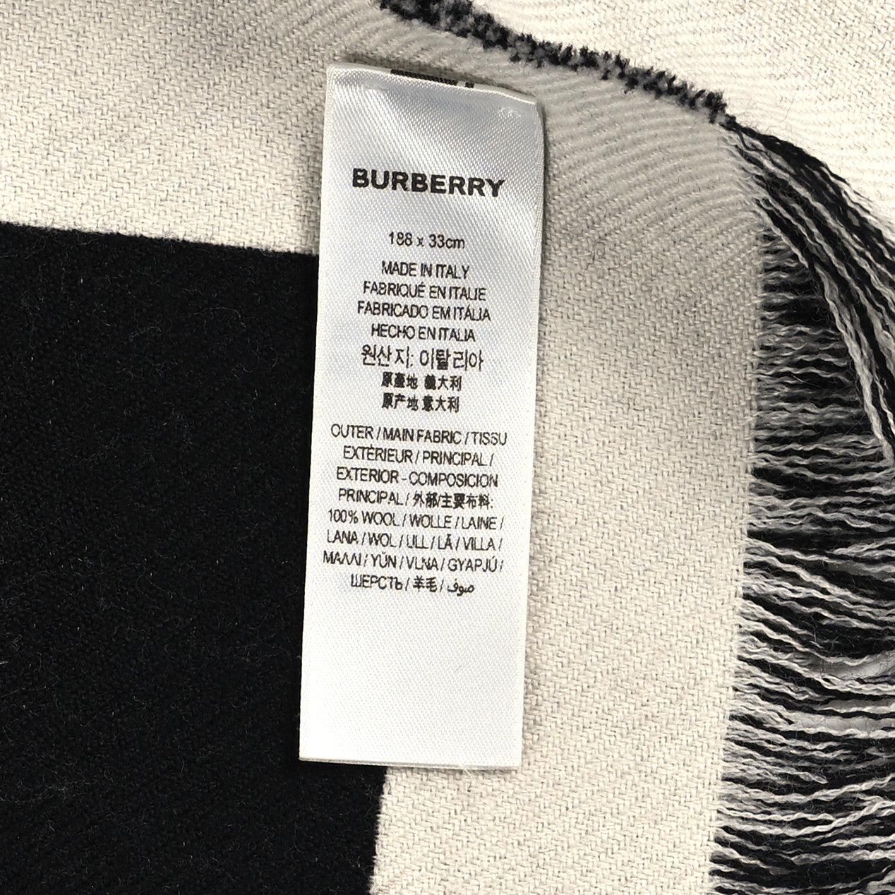 Burberry Wool Jacquard Logo Scarf Black White 4 of 4