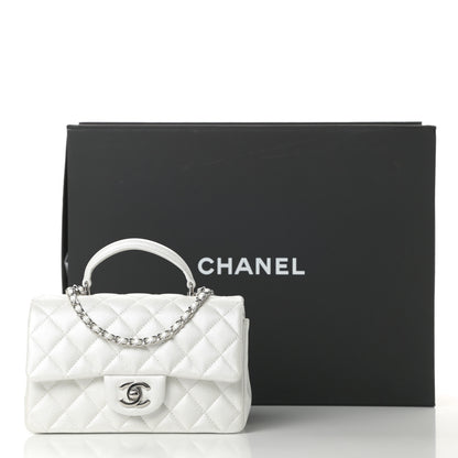 Chanel Iridescent Caviar Quilted Mini Top Handle Rectangular Flap White 11 of 11