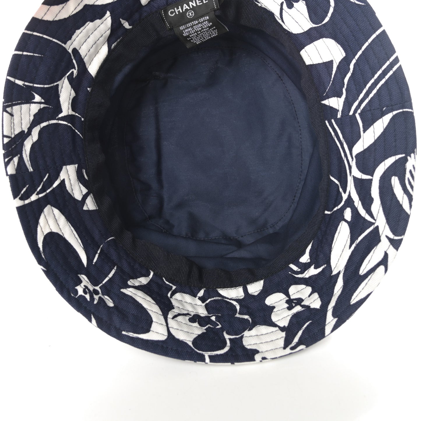 Cotton Canvas Bucket Hat M Navy Ivory