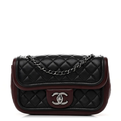 Chanel Lambskin Classic Twist Mini Rectangular Flap Black Burgundy 1 of 13