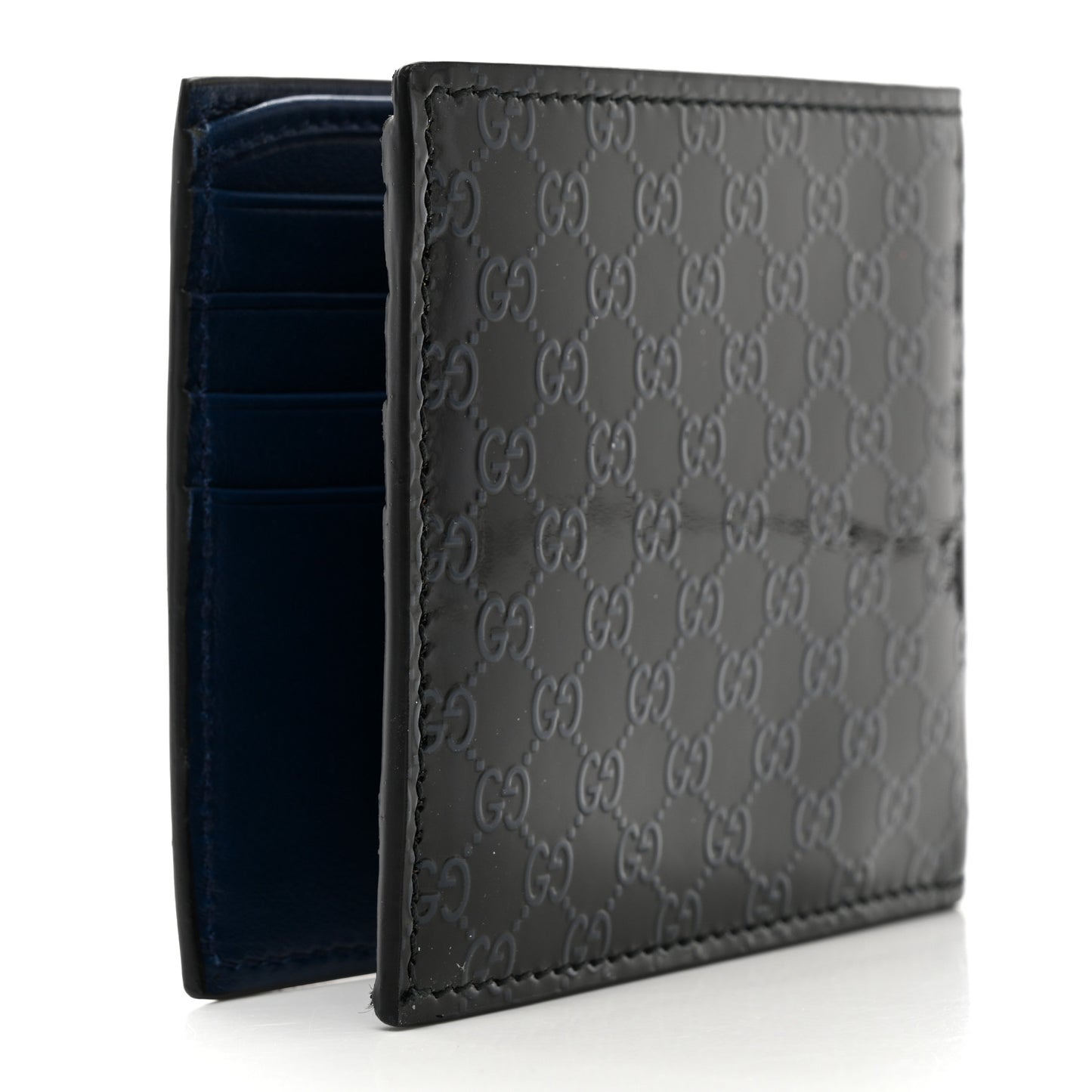 Patent Microguccissima Bi-Fold Wallet Blue