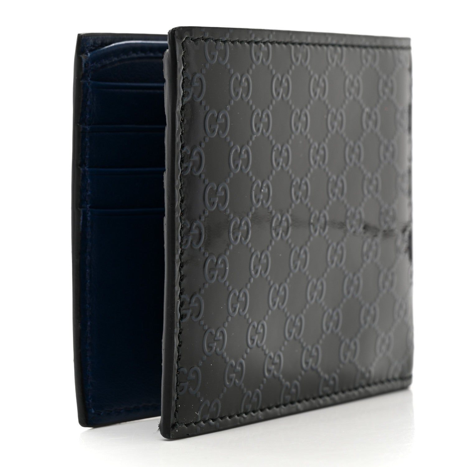 Gucci Patent Microguccissima Bi-Fold Wallet Blue 3 of 8
