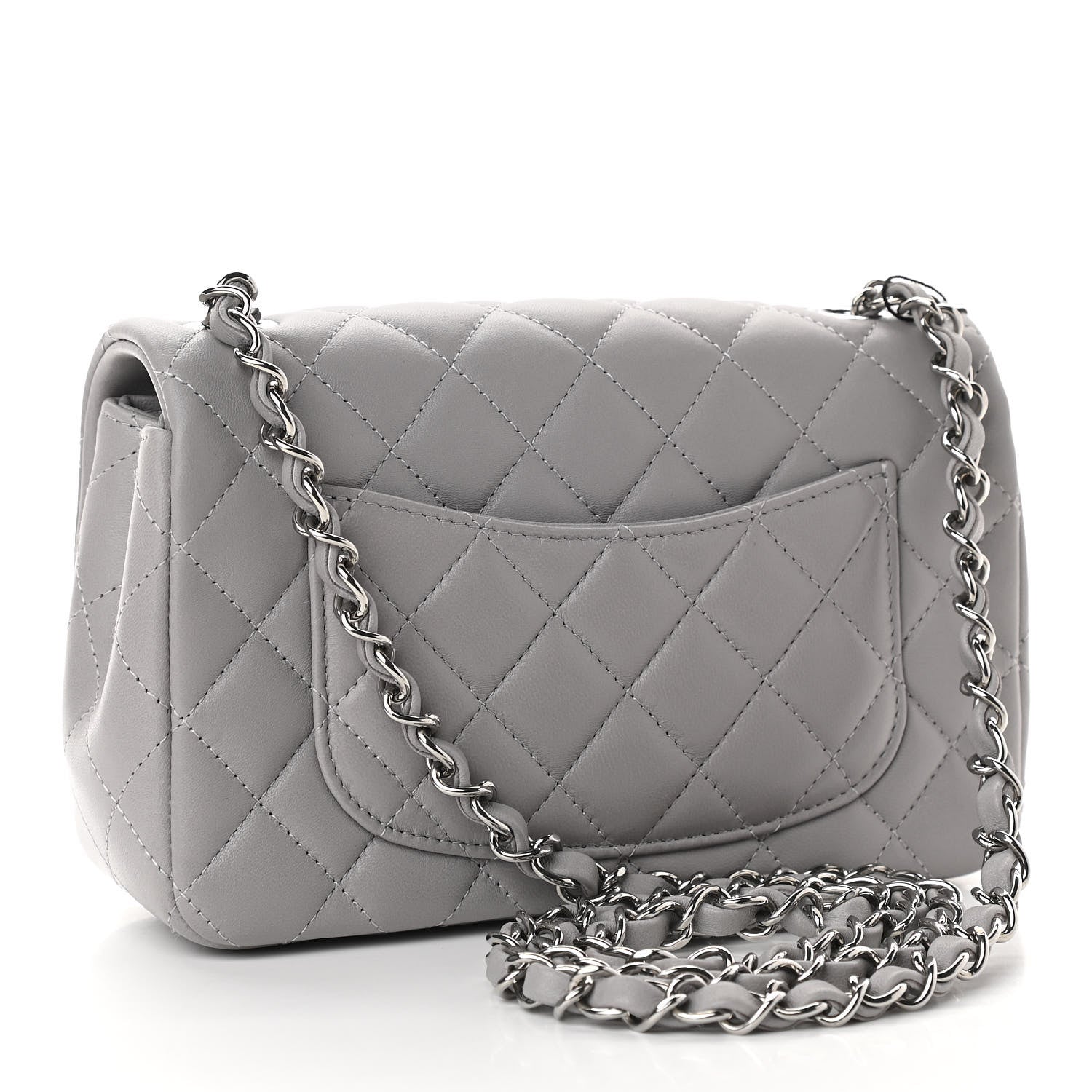 Chanel Lambskin Quilted Mini Rectangular Flap Grey 3 of 11