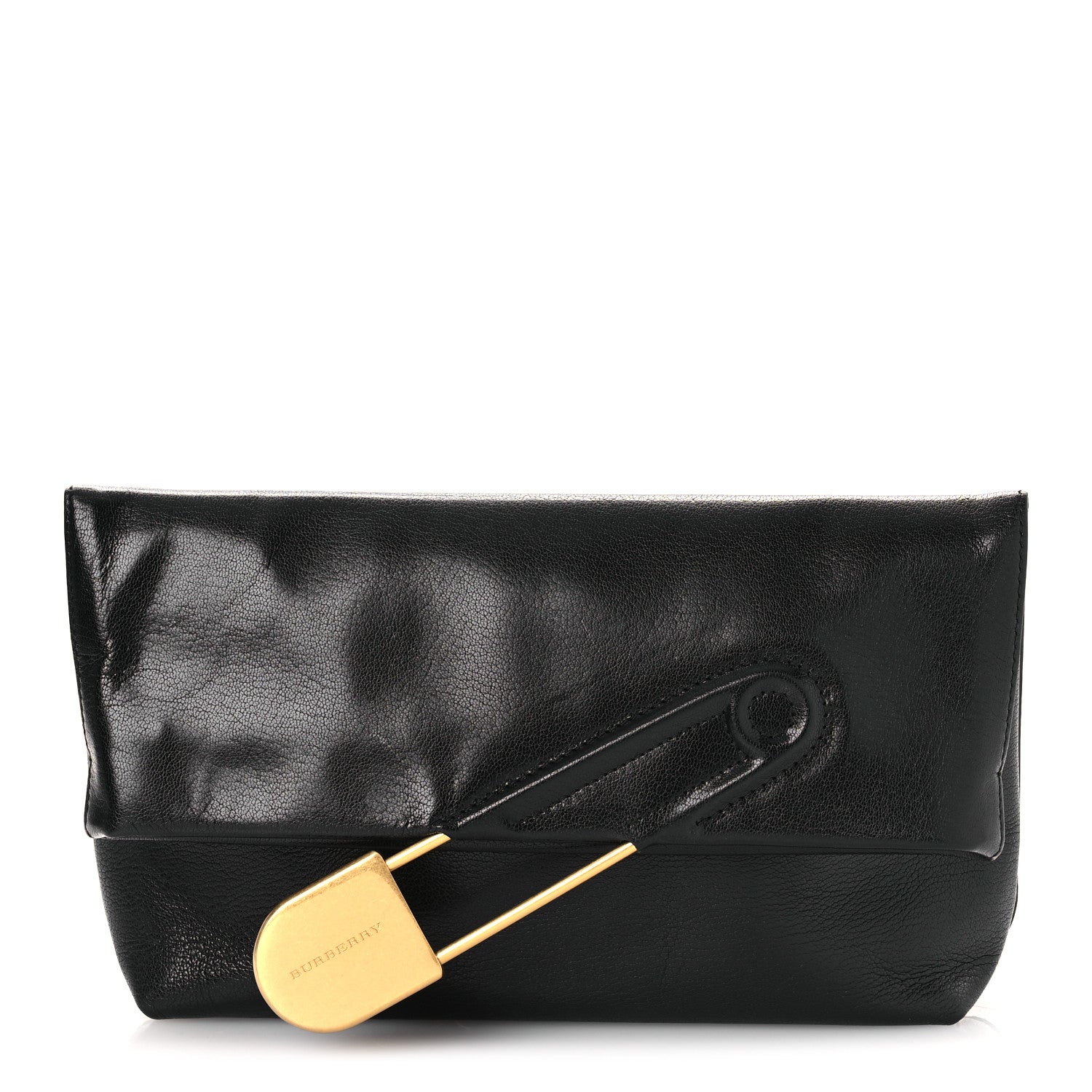 Burberry Grained Calfskin Pin Clutch Black 1 of 12