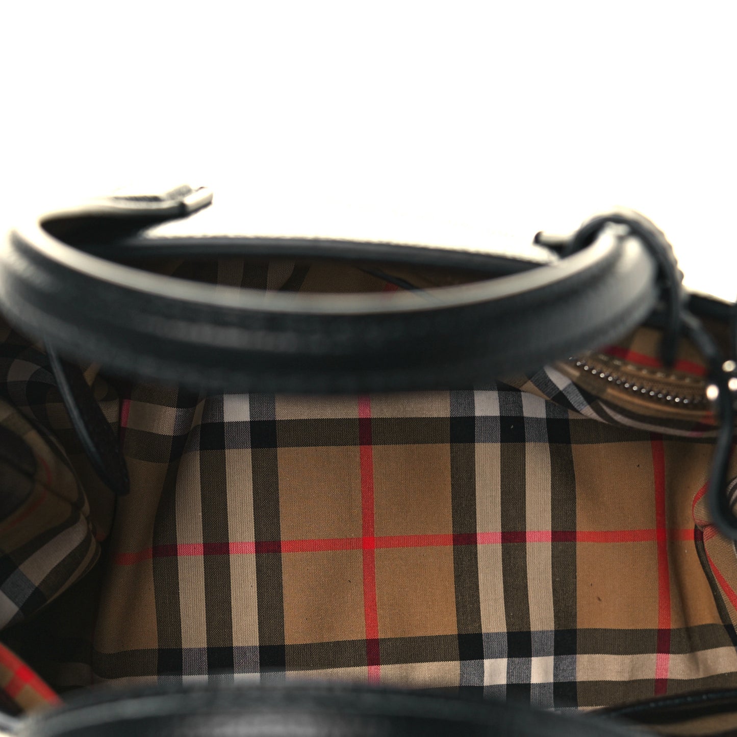 Grainy Calfskin House Check Small Banner Tote Black