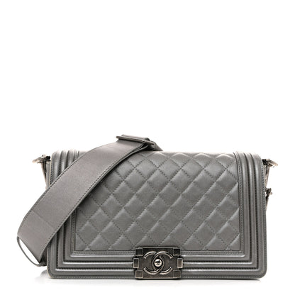 Chanel Metallic Lambskin Stingray Quilted Medium Boy Flap Silver 1 of 31