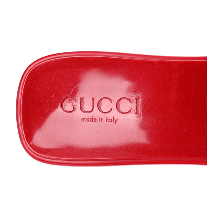 Gucci Rubber Gucci Logo Womens Platform 20/60mm Slide Sandals 38 Hibiscus Red 12 of 14