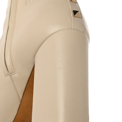 Valentino Garavani Calfskin Rockstud 90mm Ankle Boots 40 Light Ivory 10 of 11