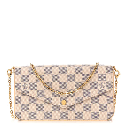 Louis Vuitton Damier Azur Pochette Felicie Chain Wallet Rose Ballerine 1 of 10
