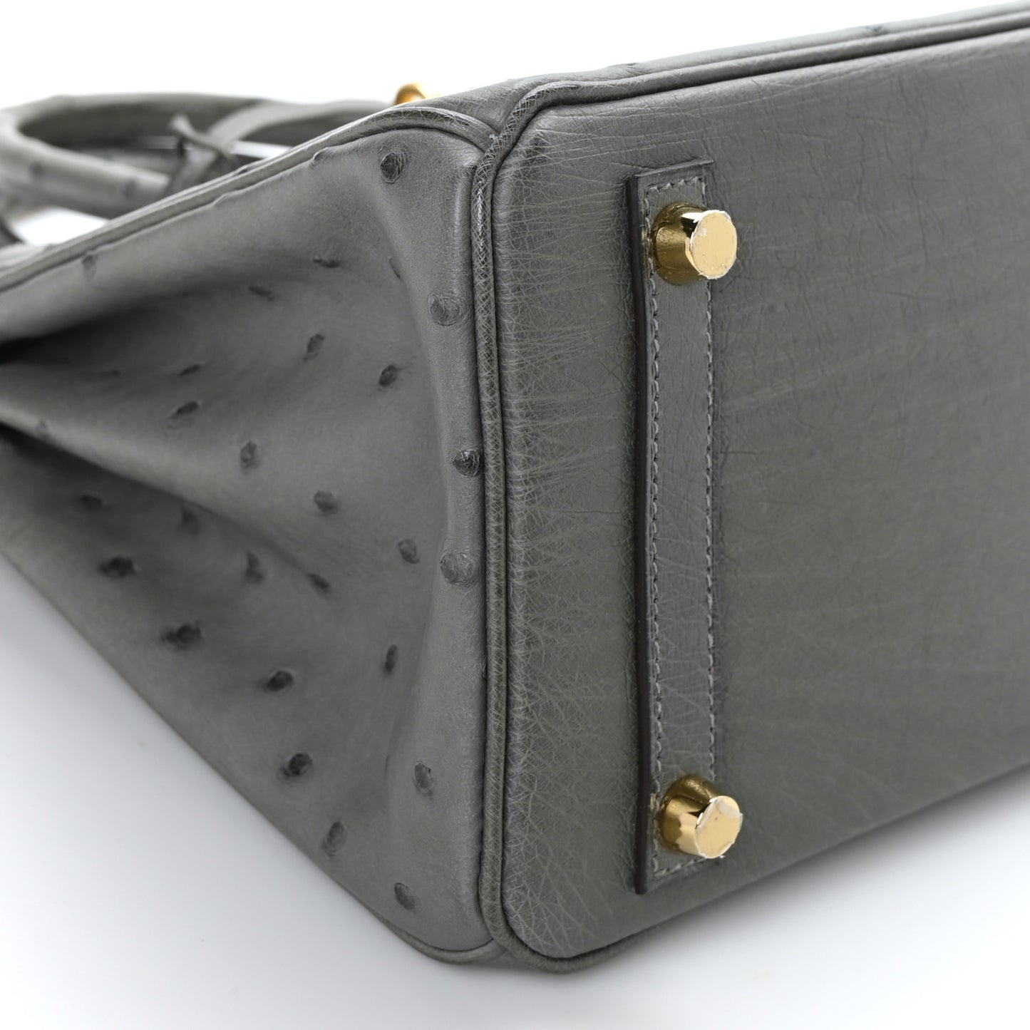 Ostrich Birkin 25 Gris Meyer