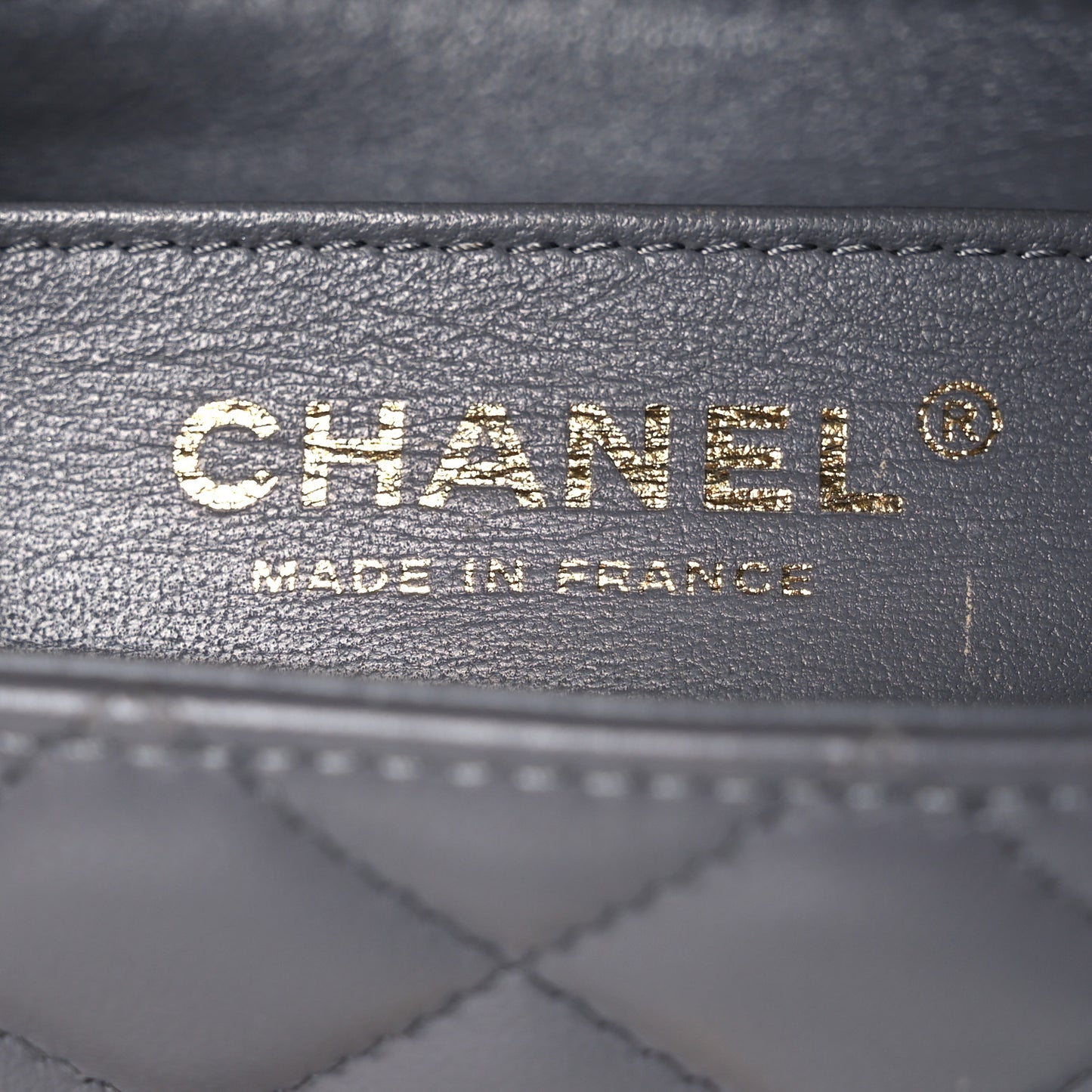 Lambskin Quilted Mini Rectangular Flap Dark Grey