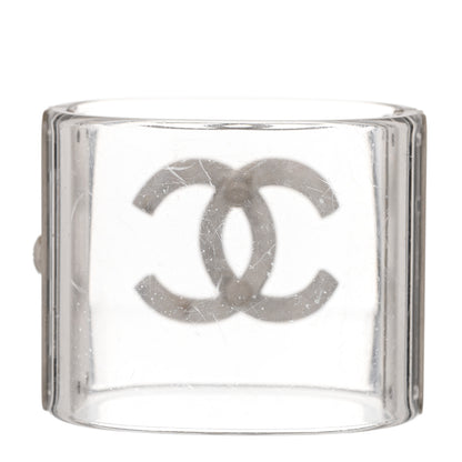 Chanel Lucite Baguette Crystal CC Cuff Transparent Silver 3 of 8