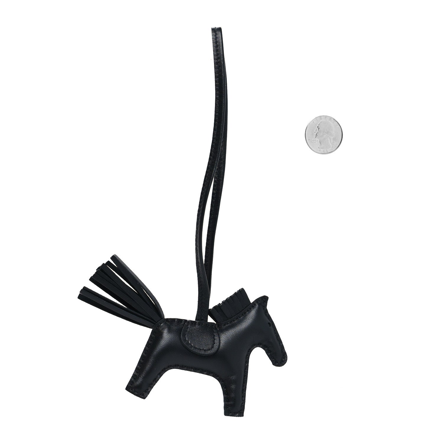 Hermes Milo Lambskin Grigri Rodeo Horse Bag Charm PM So Black 2 of 3