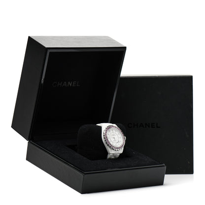 Chanel Stainless Steel Ceramic Diamond Pink Sapphire 42mm J12 Automatic Watch White 5 of 5